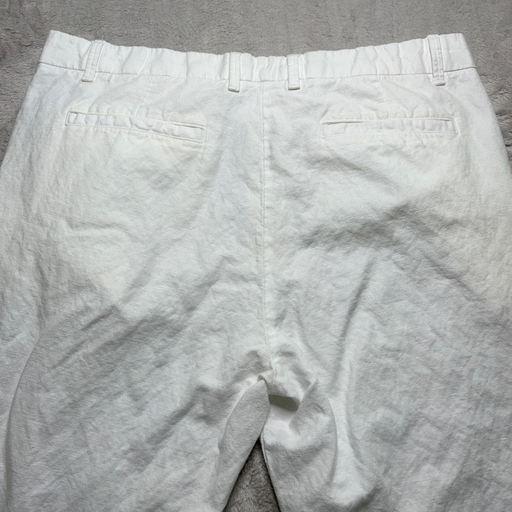 Gap Broken-In Straight Pants Womens 12 White Linen Cotton Cropped Preppy Coastal - Picture 3 of 12